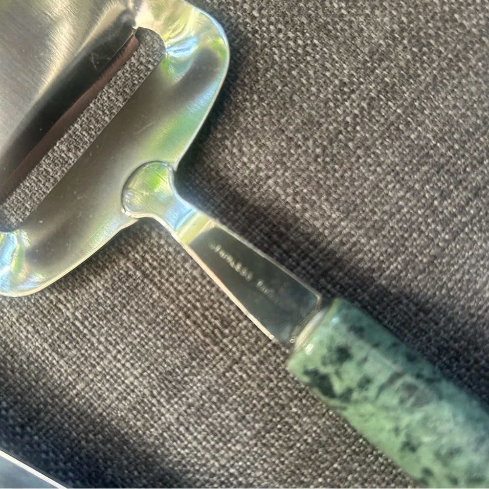 CREATIVE HOME 2pcs Verde Indio Marble Handles Cheese Slicer Cheese Knife#1005251
